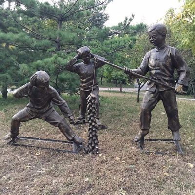 儿童放炮竹雕塑 小孩玩耍童趣人物广场主题雕塑