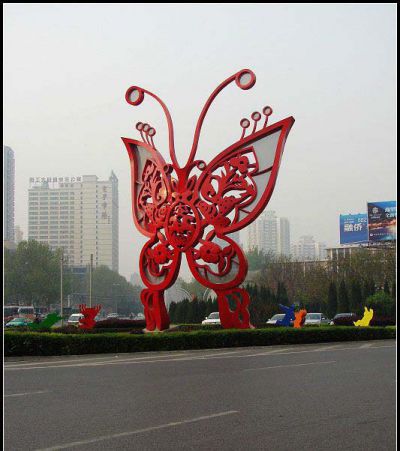 不锈钢彩绘街道蝴蝶雕塑