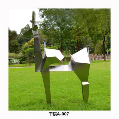 城市现代不锈钢雕塑公园景区抽象镂空鹿雕塑