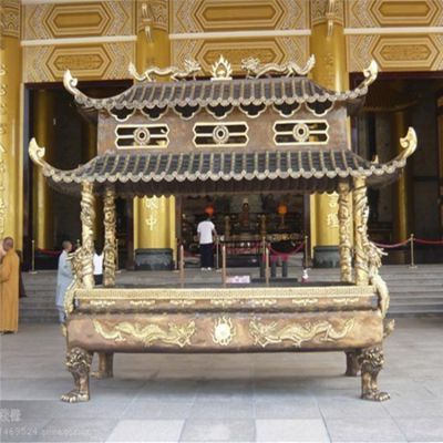 宗教寺庙大型浮雕铜雕香炉雕塑