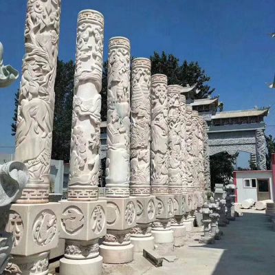 大理石石雕园林浮雕户外文化柱雕塑