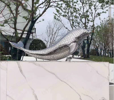 不锈钢海豚景观摆件，城市园林创意动物摆件
