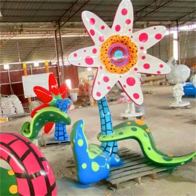 儿童游乐园装饰玻璃钢花朵雕塑小品