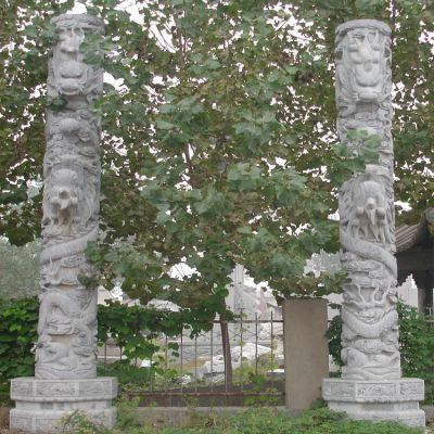别墅庭院大型浮雕龙柱雕塑