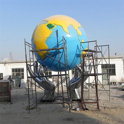 校园广场玻璃钢地球仪雕塑