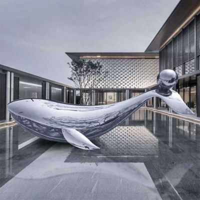 不锈钢鱼雕塑水池景观发光雕塑海豚雕塑镂空动物摆件
