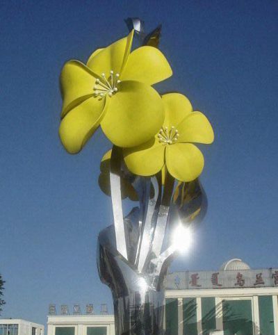 广场创意不锈钢兰花城市花朵雕塑