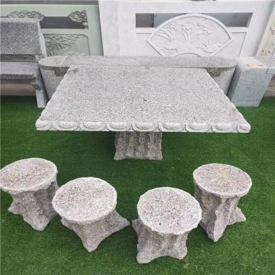 庭院大理石砂石石雕方形桌椅雕塑