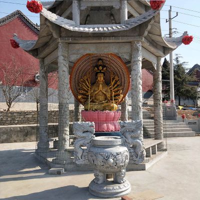 寺庙户外景区摆放神像青石浮雕凉亭雕塑