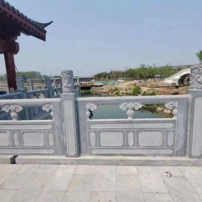 中式园林人工河装饰青石雕刻防护栏杆