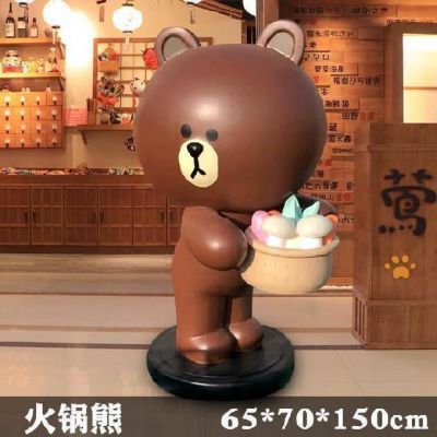 饭店室内摆放火锅熊玻璃钢雕塑