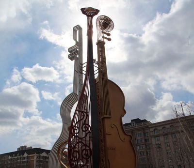 公园广场大型不锈钢景观小提琴雕塑