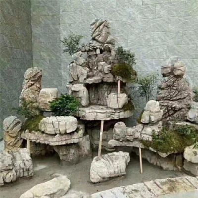 纯天然龟纹石石雕流水摆件假山雕塑