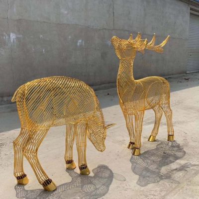 不锈钢镂空创意园林动物抽象梅花鹿雕塑