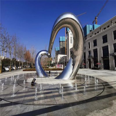商业街广场不锈钢镜面抛光工艺抽象艺术圆形雕塑