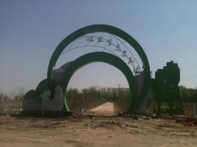 农场摆放大型不锈钢创意园林主题拱门雕塑