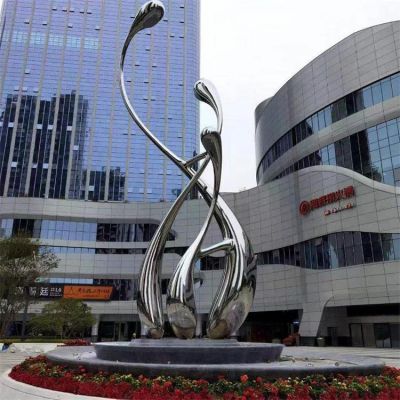 公司工厂门口大型不锈钢镜面抽象景观摆件