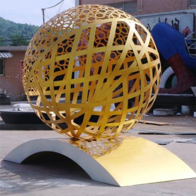 公园广场不锈钢喷漆彩绘创意镂空球景观雕塑