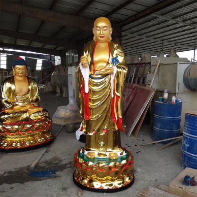 寺庙大型玻璃钢彩绘立式地藏王雕塑
