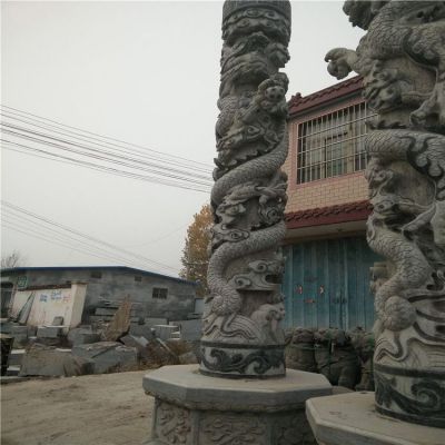 青石石雕户外园林景观龙柱雕塑