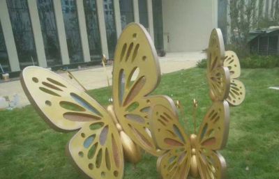 公园不锈钢喷漆蝴蝶雕塑