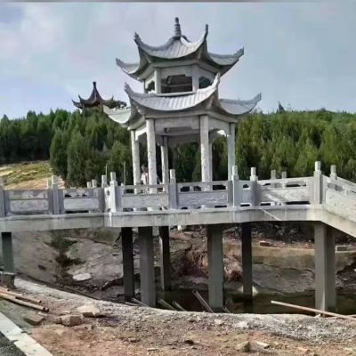 仿古中式双层石雕凉亭景区水景观摆件休闲石亭