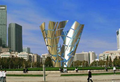 不锈钢广场抽象小麦雕塑