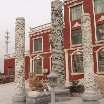 寺庙园林 石雕盘 青石材质石龙柱 雕塑