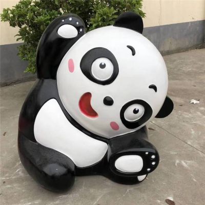动物园玻璃钢卡通小熊猫雕塑