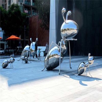 大型不锈钢蚂蚁雕塑镜面动物广场园林景观 雕塑