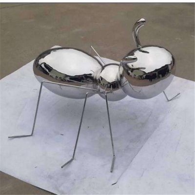 动物景观不锈钢户外镜面蚂蚁梅花鹿雕塑