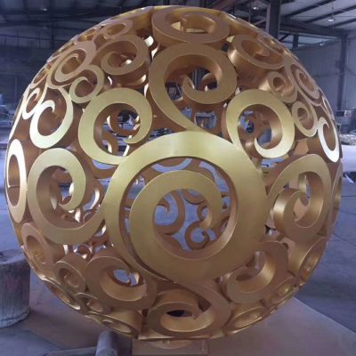 大型喷漆户外不锈钢镂空球雕塑