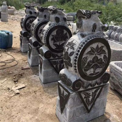仿古青石石雕户外庭院一对抱鼓石