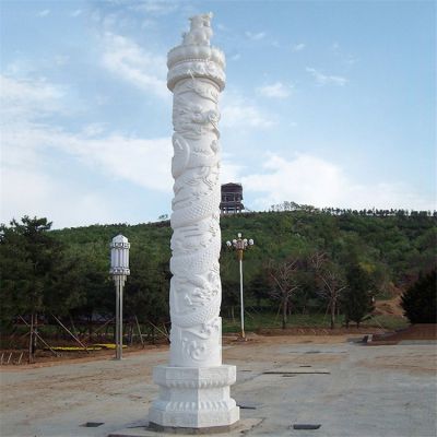 大型户外园林浮雕龙柱