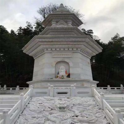 大理石石雕户外寺庙舍利塔雕塑