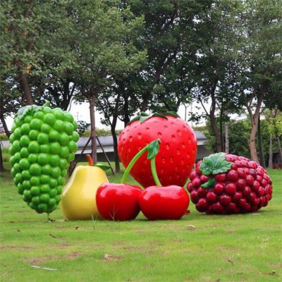 园林草坪摆放农民丰收节主题玻璃钢彩绘蔬果造型雕塑