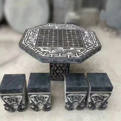 公园象棋雕刻网格仿古桌凳石雕
