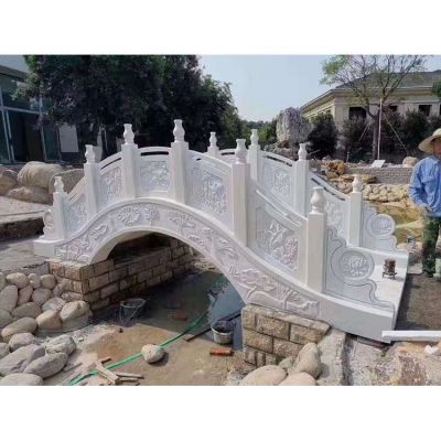 别墅园林户外造景汉白玉雕刻小石拱桥雕塑