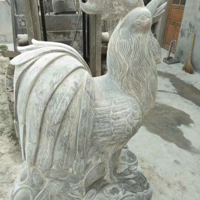 景区园林摆放大理石雕刻公鸡动物雕塑