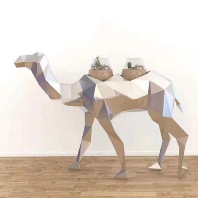 不锈钢几何户外大型抽象动物景观骆驼