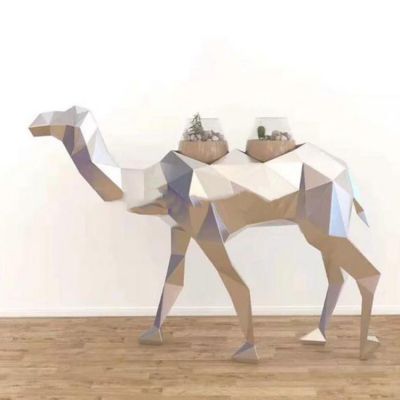 不锈钢几何户外大型抽象动物景观骆驼