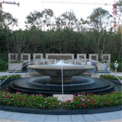 公园装饰大理石圆形流水喷泉水钵景观雕塑