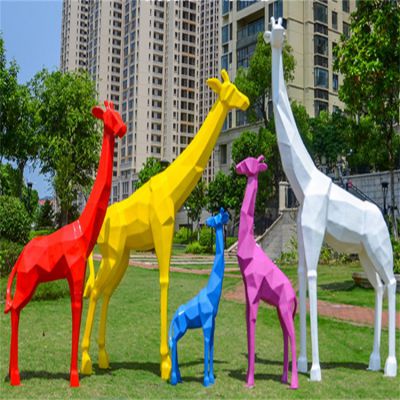 动物玻璃钢 彩色几何鹿树脂雕塑摆件 大型户外商场美陈装饰品