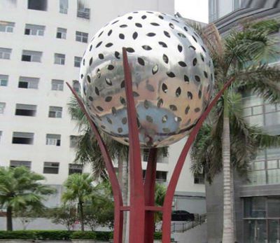 城市创意抽象工艺不锈钢镂空球雕塑
