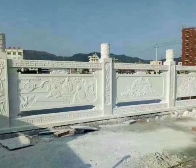 学校石桥汉白玉雕刻传统文化人物防护栏杆