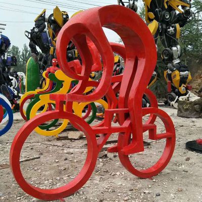 骑车人物玻璃钢雕塑体育运动雕像公园园林喷漆景观摆件可定做_625