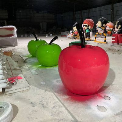 玻璃钢仿真水果户外摆件苹果雕塑