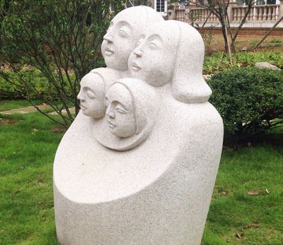 景区公园创意汉白玉抽象母子雕塑