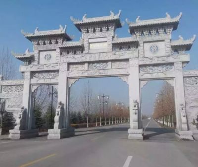 户外大型石材石槽多门牌坊雕塑