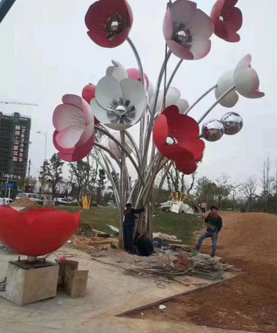 不锈钢繁花似锦雕塑大型广场景观花朵雕塑